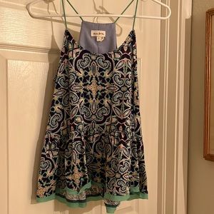 Anthropologie Meadow Rue Blue/Pink/Turquoise Ruffle Tank Too